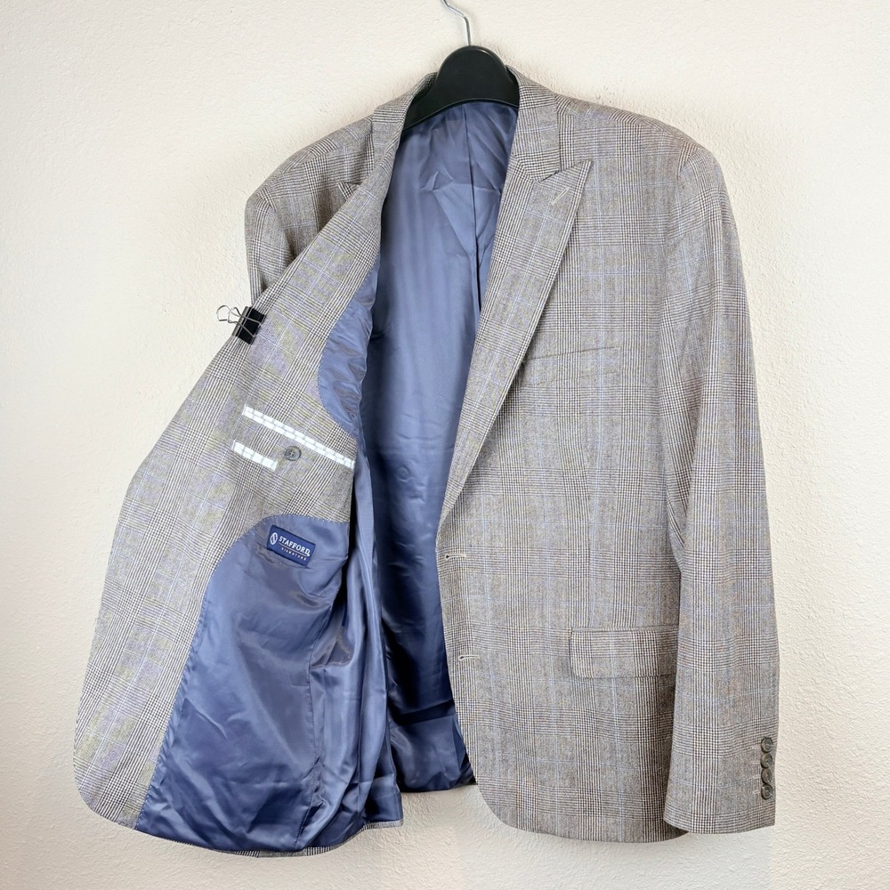 Stafford Gray Tweed Sport Coat with Blue Lining